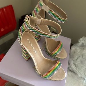Rainbow studded heels